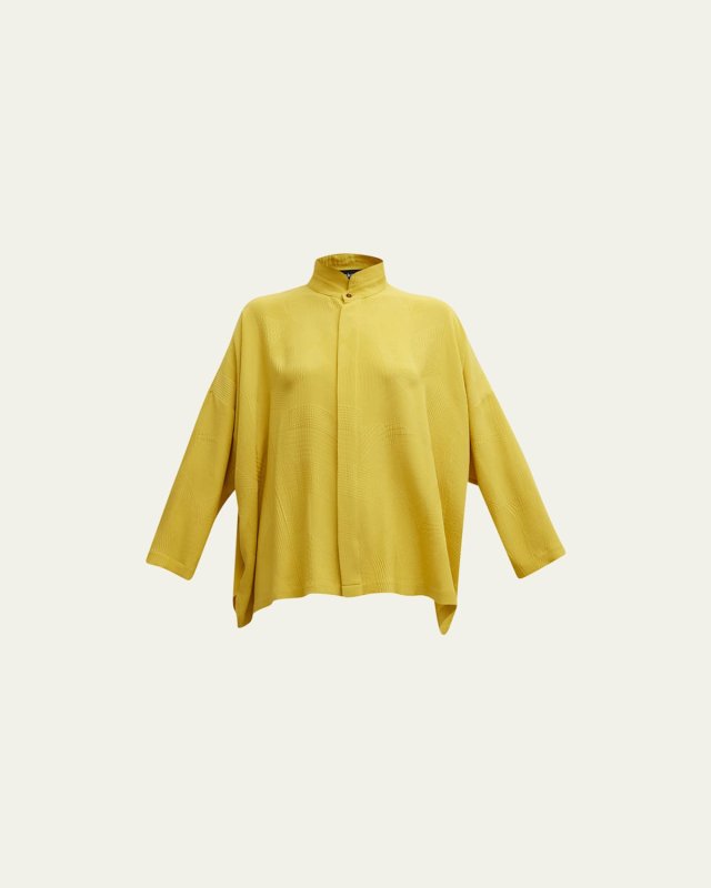 Wide Longer-Back Double Stand Collar Shirt (Mid-Plus)